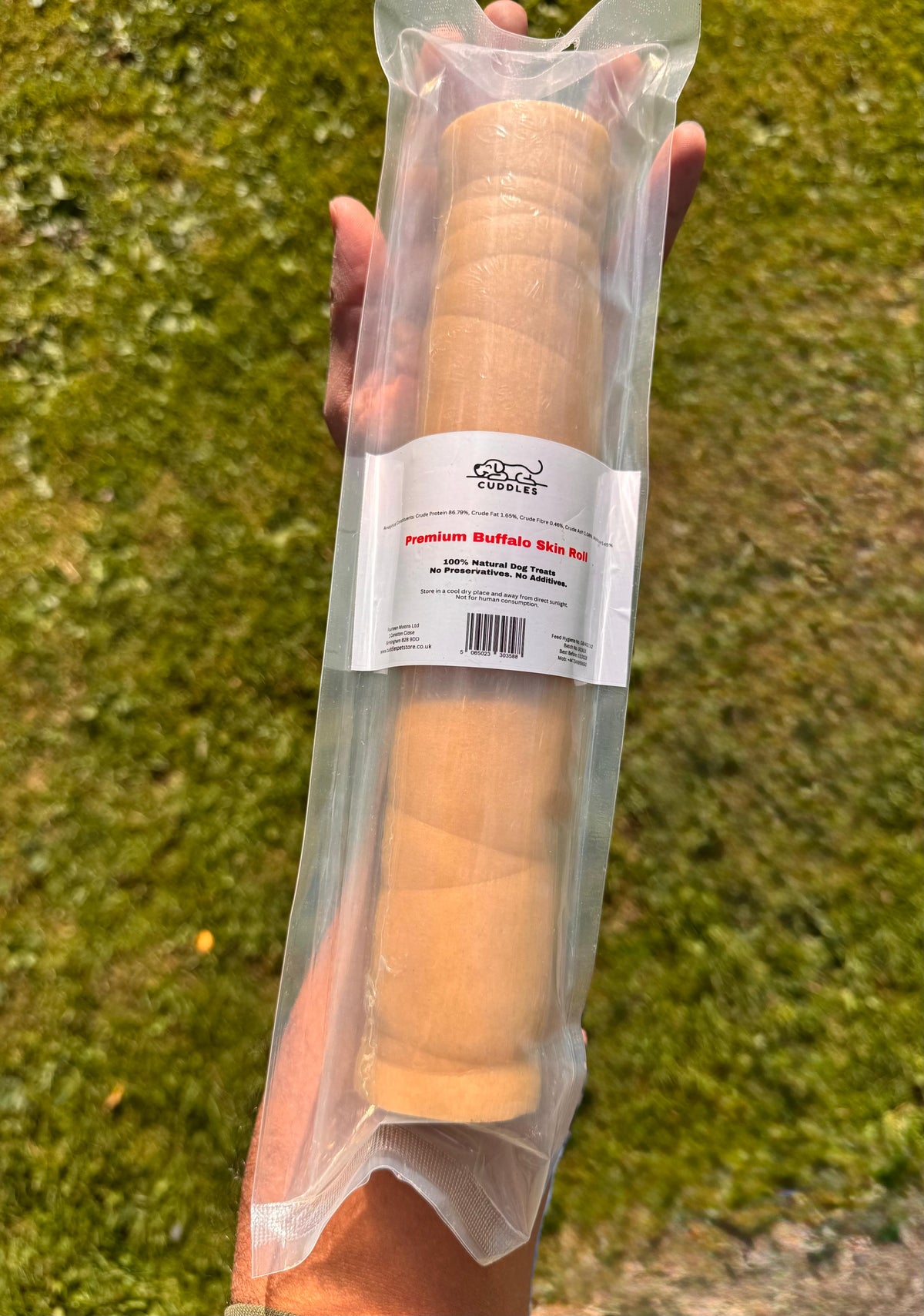 XL Large Buffalo Beef Skin Roll (300 gms - 400 gms) 100% Natural Dog Treat Chew - High Protein, Dental Health, Long Lasting, Single Ingredient, Grain Free