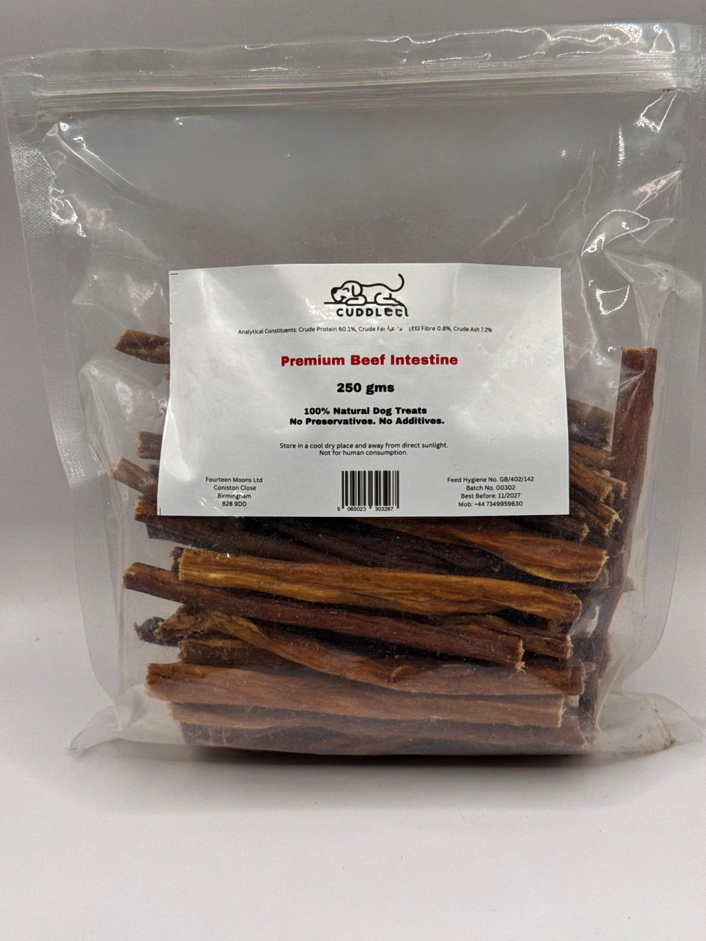 Beef Intestine Spaghetti Jerky Dried Sticks about 12-13 cms - Natural Dog Treats Chews - Raw Organic Healthy Less Fat Crunchy and Long Lasting