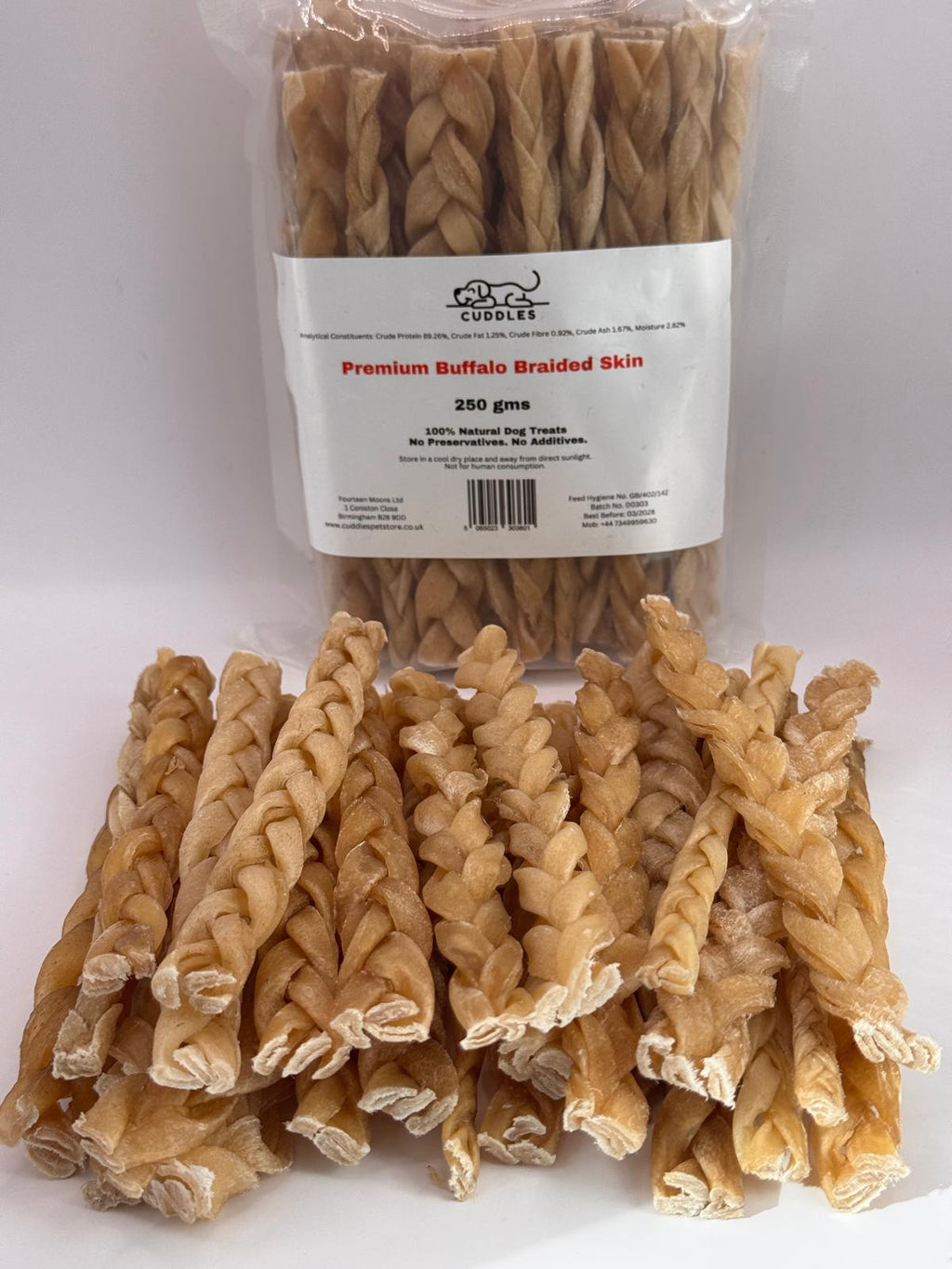 Buffalo Skin Braided - 100% Natural Dog Treats  PREMIUM QUALITY