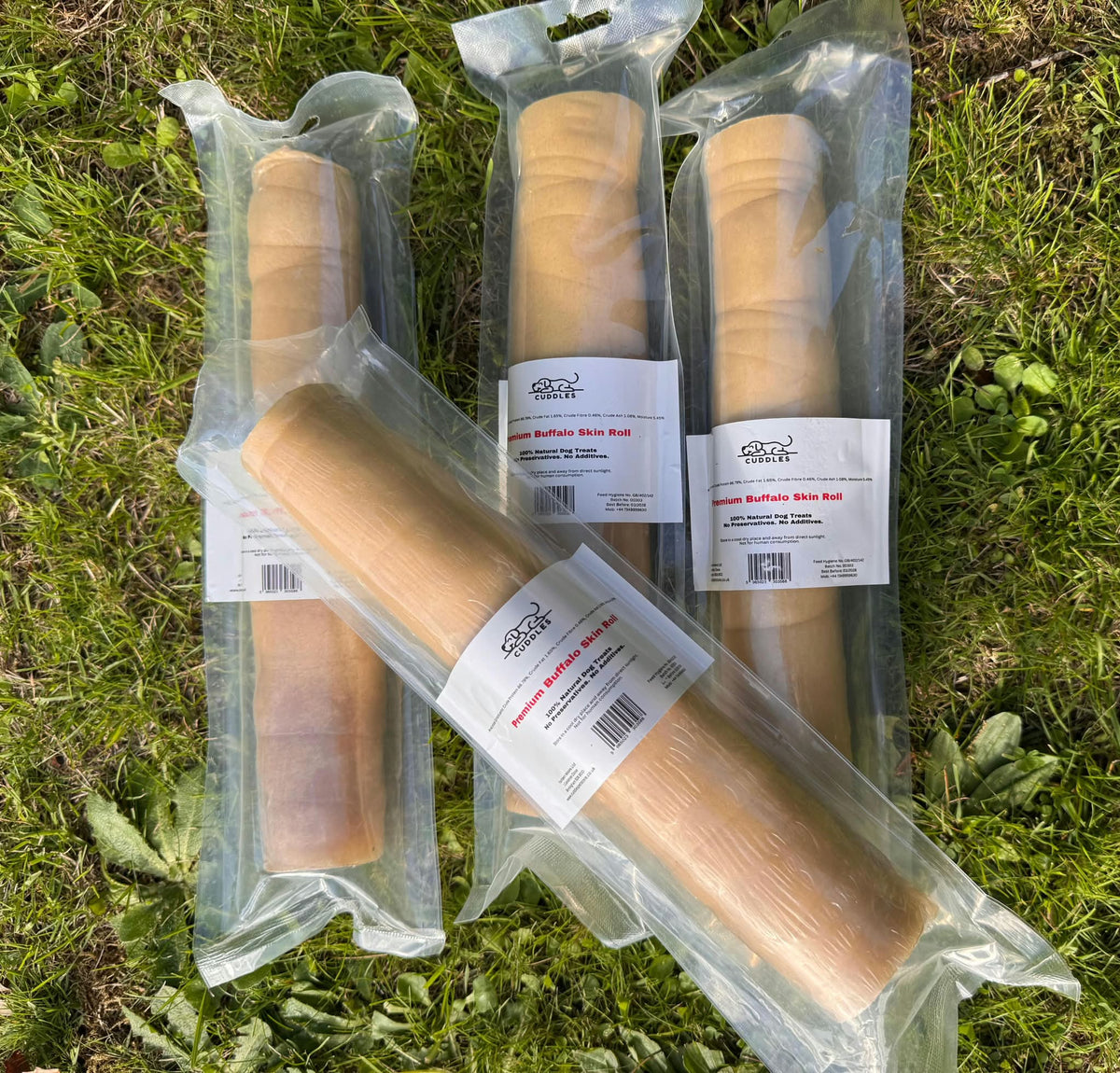 XL Large Buffalo Beef Skin Roll (300 gms - 400 gms) 100% Natural Dog Treat Chew - High Protein, Dental Health, Long Lasting, Single Ingredient, Grain Free