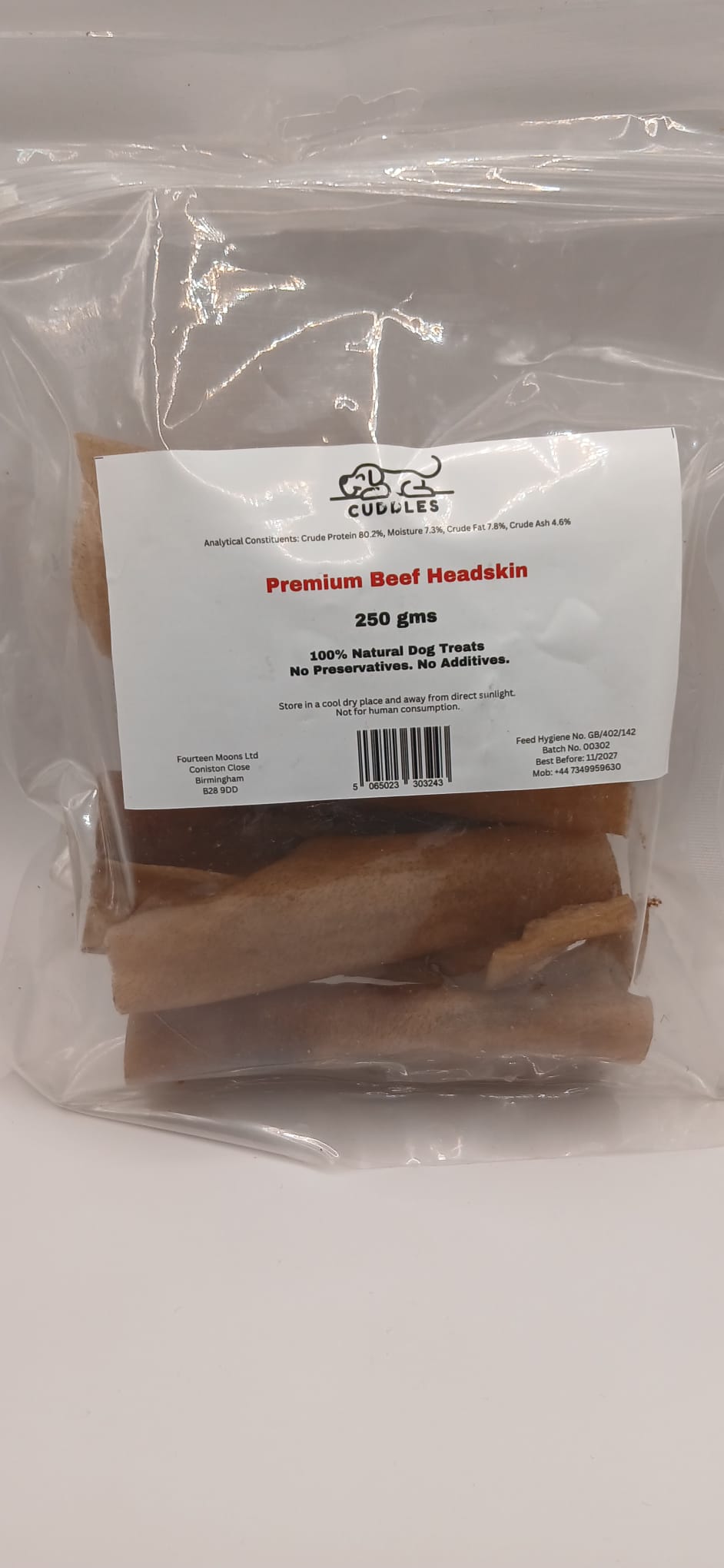 Beef Buffalo Headskin PREMIUM QUALITY - 100% Natural Dog Treats Dried Raw
